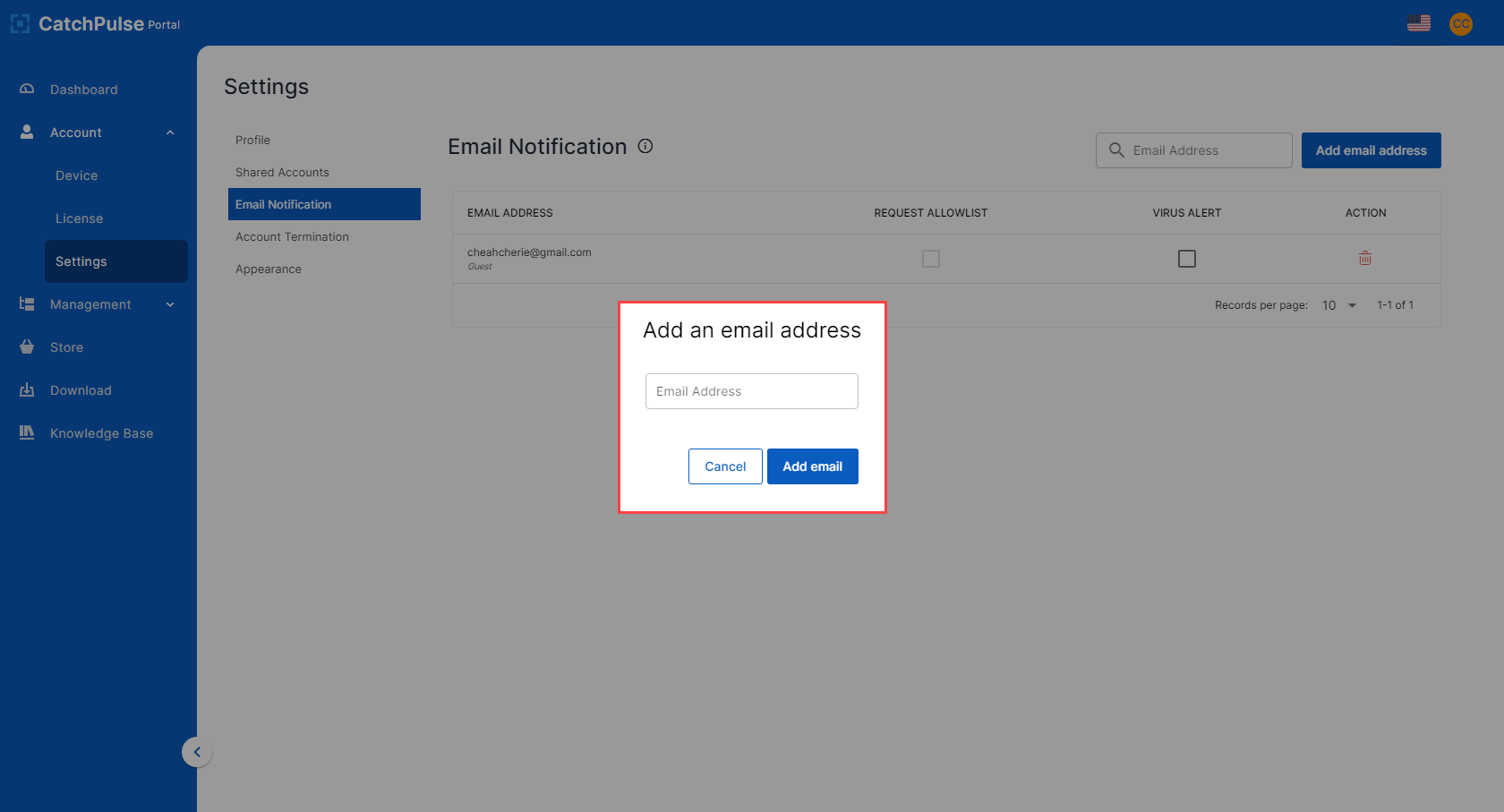 Setting Up Email Notifications   Settings Add An Email 