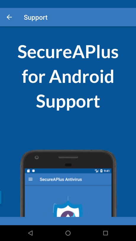 SecureAPlus for Android menu